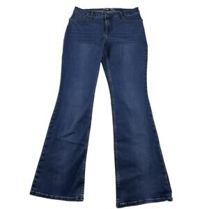 LEE Jeans Women’s 12 Long- Slim-Fit Boot-Cut Mid-Rise Dark Blue- Everyday Jeans